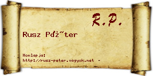 Rusz Péter névjegykártya